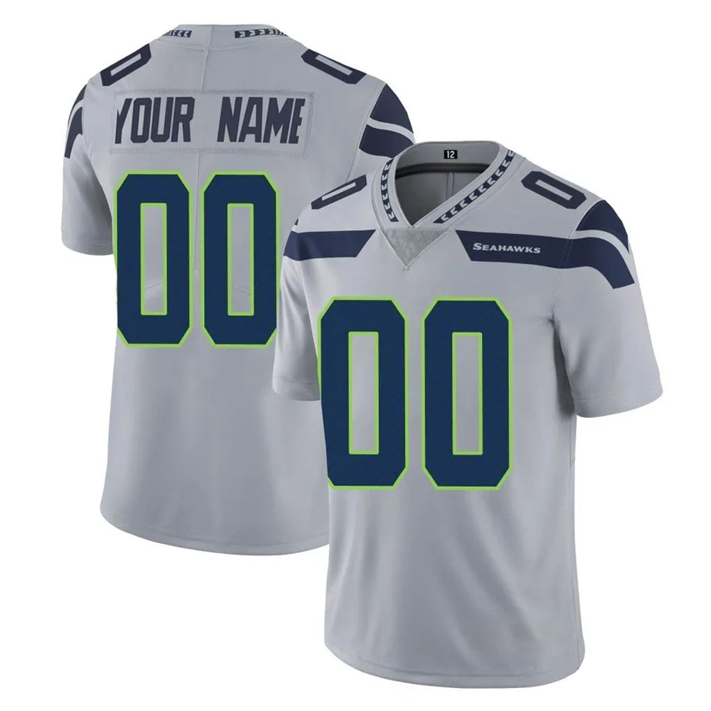 STECN Custom S.Seahawks Gray Limited Vapor Untouchable Home Game Any Name & Numbers Stitched Jerseys