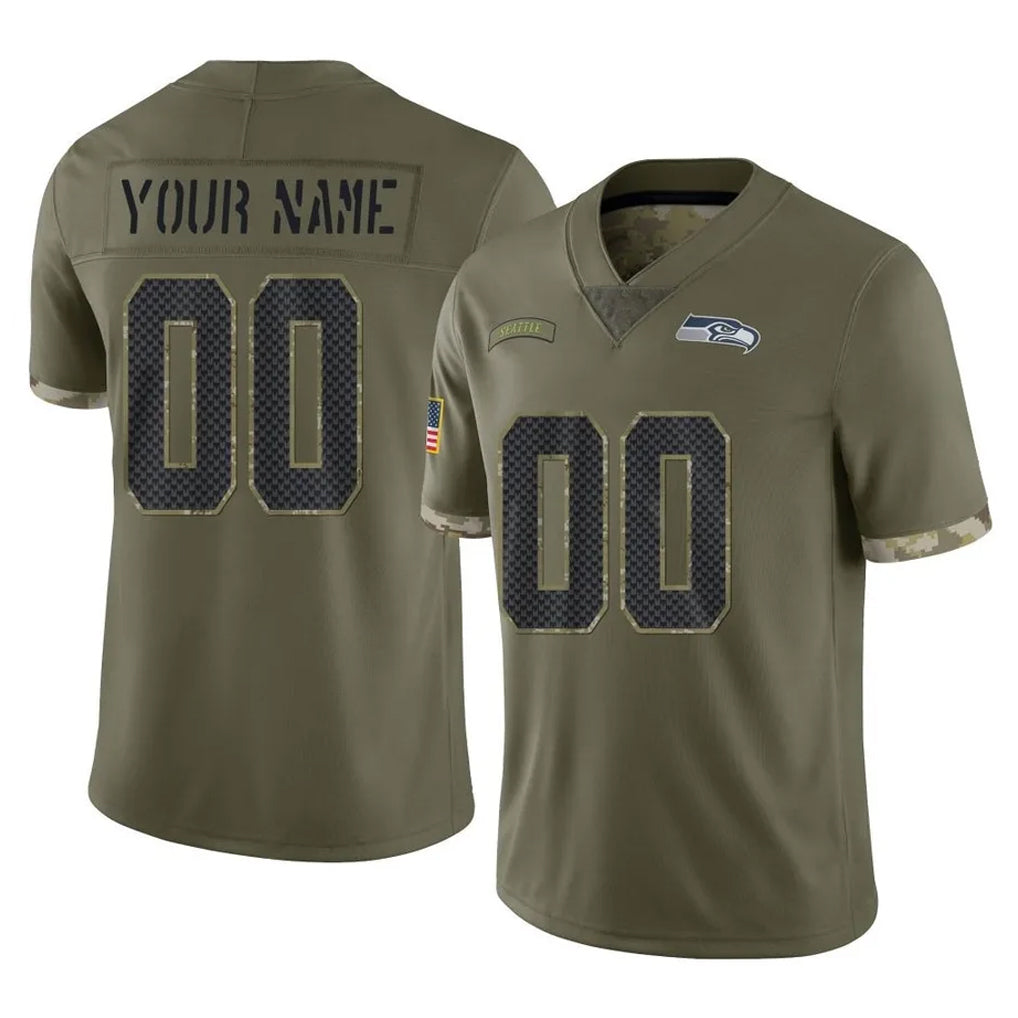 STECN Custom S.Seahawks Olive Limited Salute To Service Home Game Any Name & Numbers Stitched Jerseys