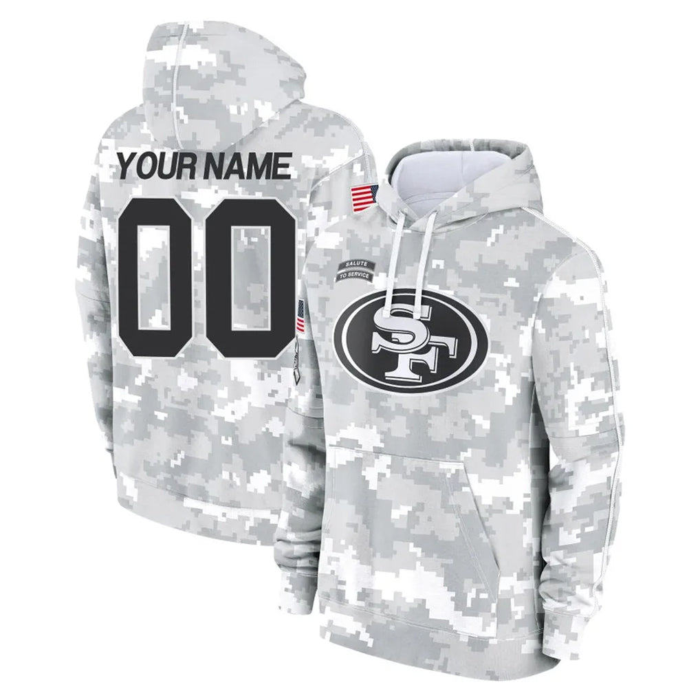 STECN Custom SF.49ers Arctic Camo Limited Salute to Service Pullover Hoodies Game Any Name & Numbers Stitched Jerseys