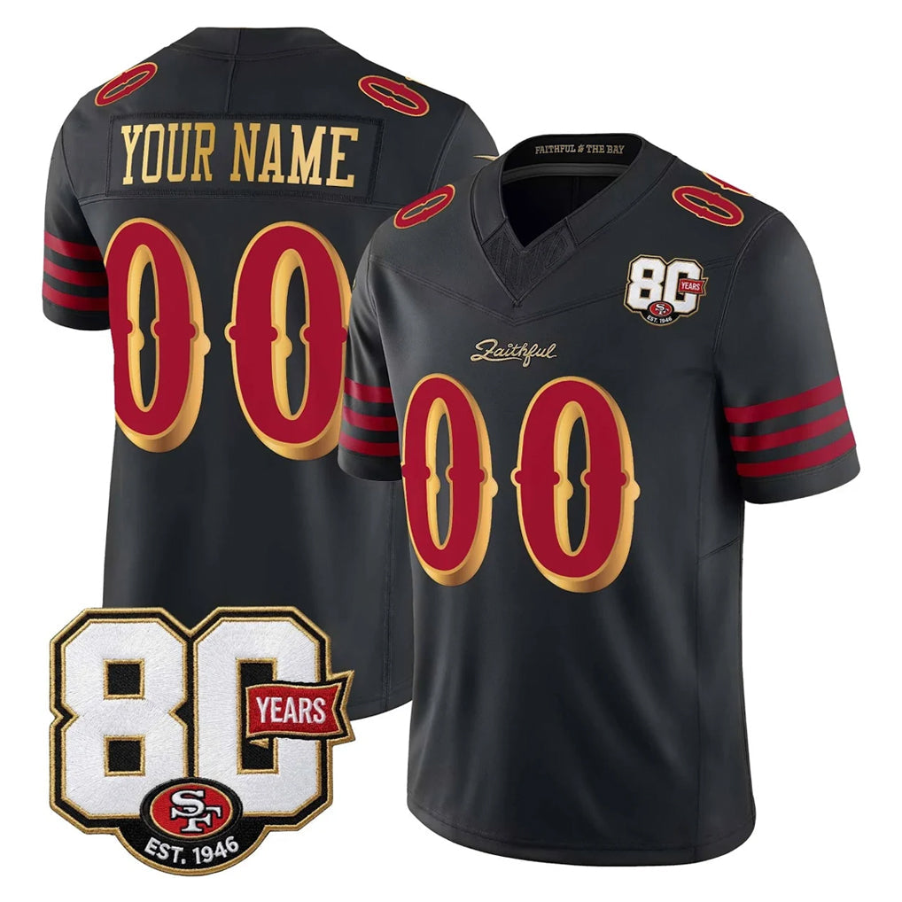 STECN Custom SF.49ers Black Limited 80th Rivalries Collection Home Game Any Name & Numbers Stitched Jerseys