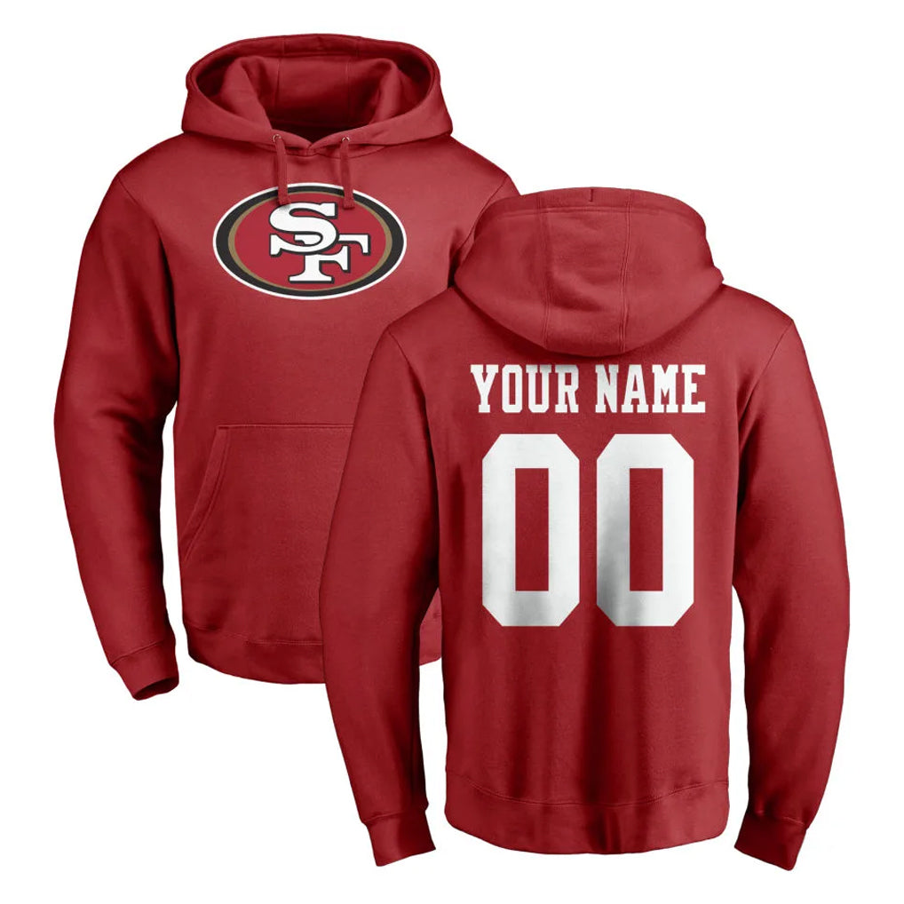STECN Custom SF.49ers Red LOGO Pullover Hoodies Home Game Any Name & Numbers Stitched Jerseys