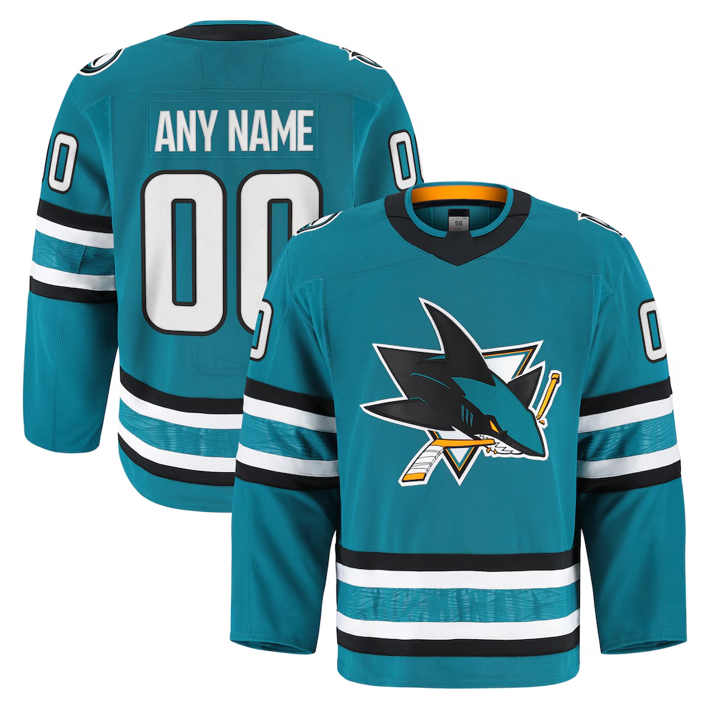 STECN Custom S.Jose Sharks Teal Home Authentic Pro Jerseys