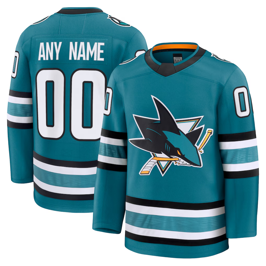 STECN Custom S.Jose Sharks Teal Home Premium Jerseys