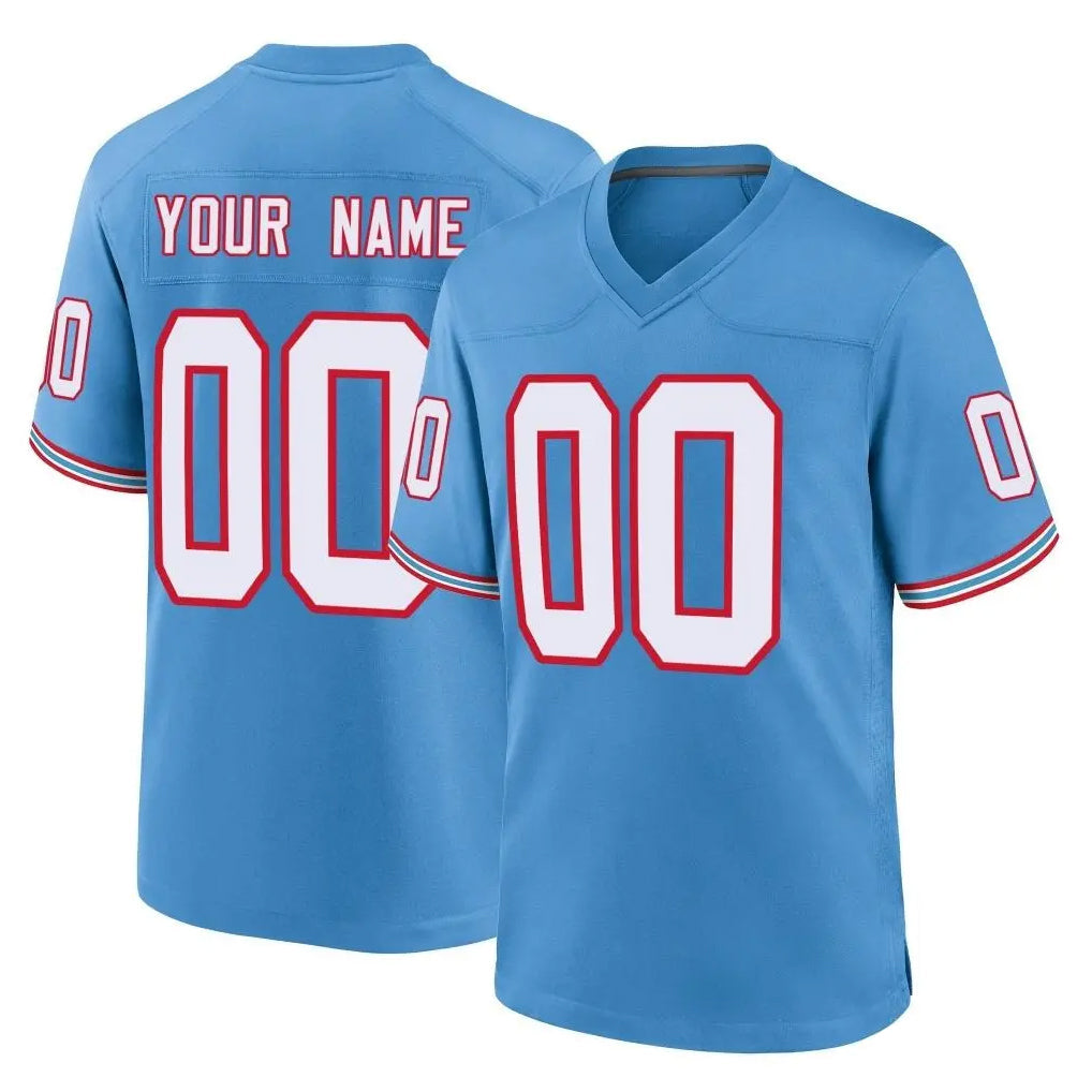 STECN Custom T.Titans Light Blue Oilers Throwback Home Game Any Name & Numbers Stitched Jerseys
