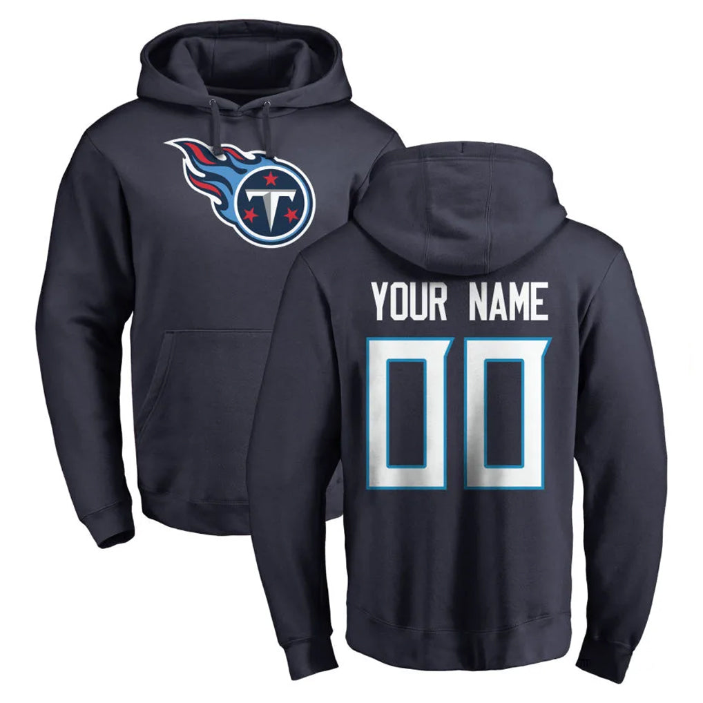 STECN Custom T.Titans Navy Logo Pullover Hoodies Home Game Any Name & Numbers Stitched Jerseys