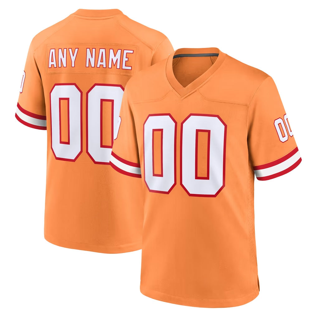 STECN Custom TB.Buccaneers Orange Throwback Home Game Any Name & Numbers Stitched Jerseys
