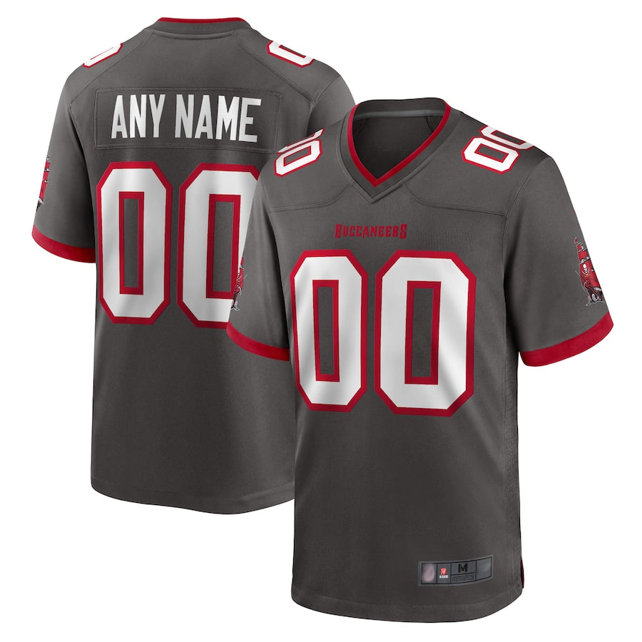 STECN Custom TB.Buccaneers Pewter Home Game Stitched Jerseys