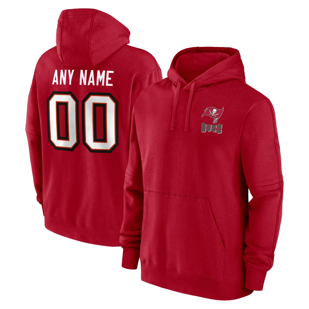 STECN Custom TB.Buccaneers Red LOGO Pullover Hoodie Home Game Any Name & Numbers Stitched Jerseys