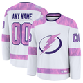 STECN Custom TB.Lightning White 2024 Hockey Fights Cancer Practice Jerseys