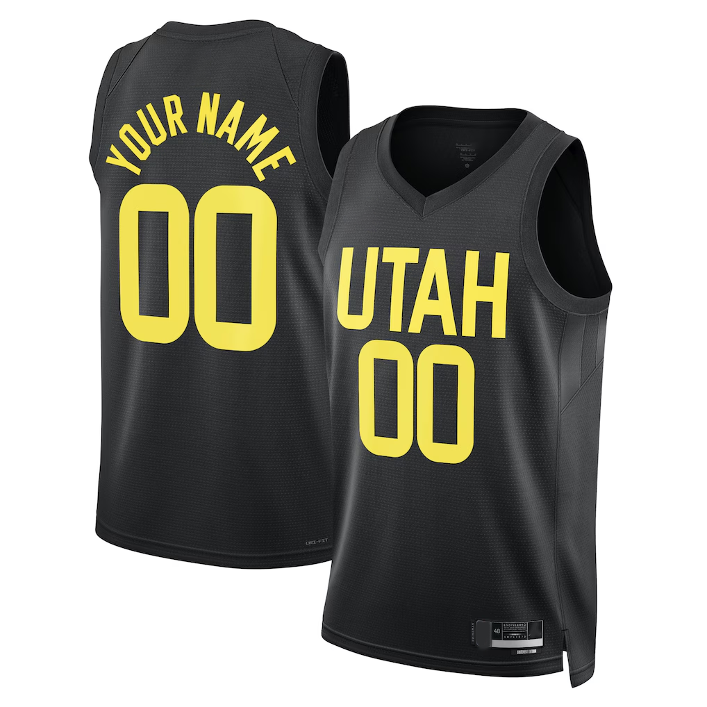 STECN Custom U.Jazz Black 2022-2023 Swingman Jerseys- Statement Edition