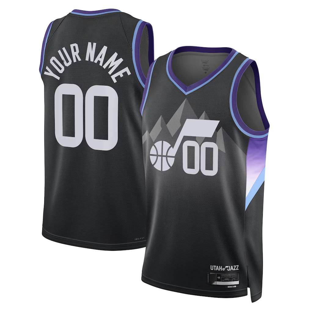 STECN Custom U.Jazz Black 2025 Swingman Jerseys - Statement Edition