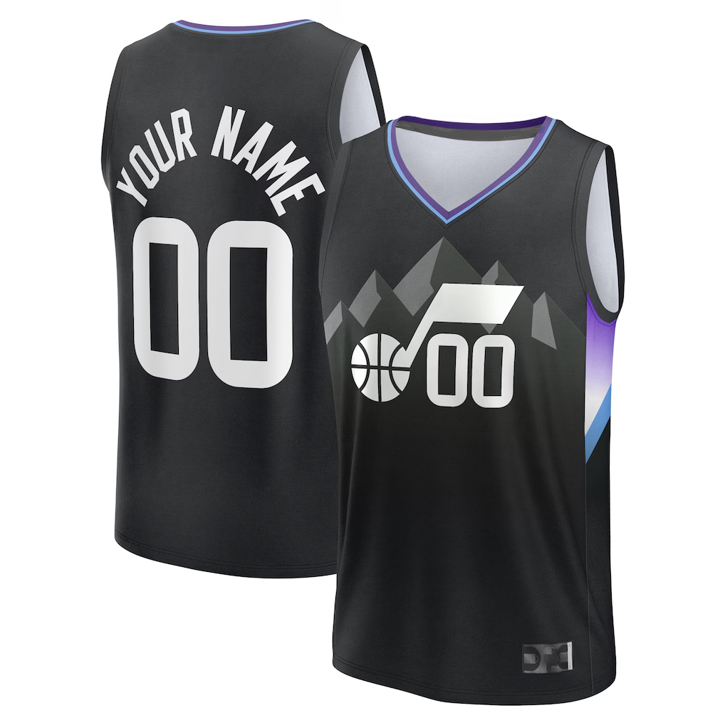 STECN Custom U.Jazz Fanatics Black Fast Break Jerseys - Statement Editio