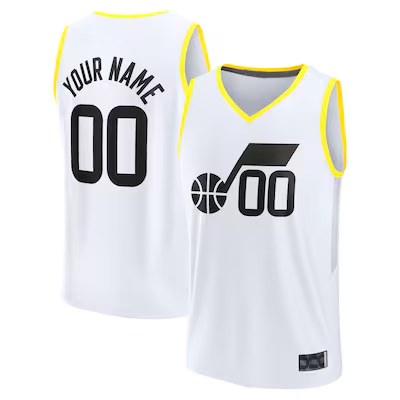 STECN Custom U.Jazz Fanatics White Fast Break Replica Jerseys - Association Edition -1