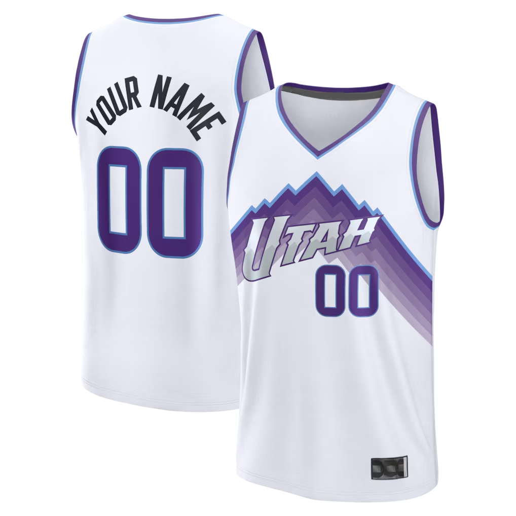 STECN Custom U.Jazz Fanatics White Fast Break Replica Jerseys - Association Edition