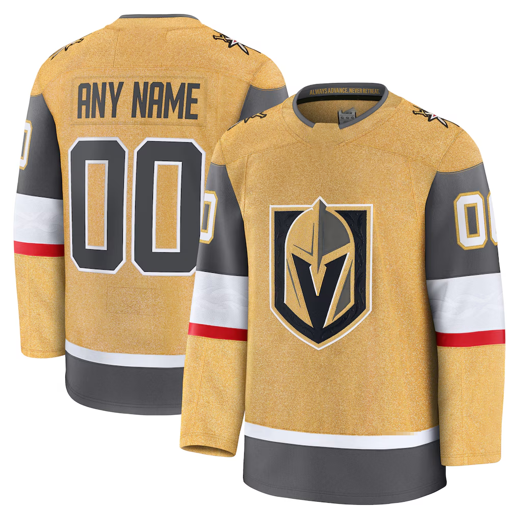 STECN Custom V.Golden Knights Gold Home Premium Jerseys