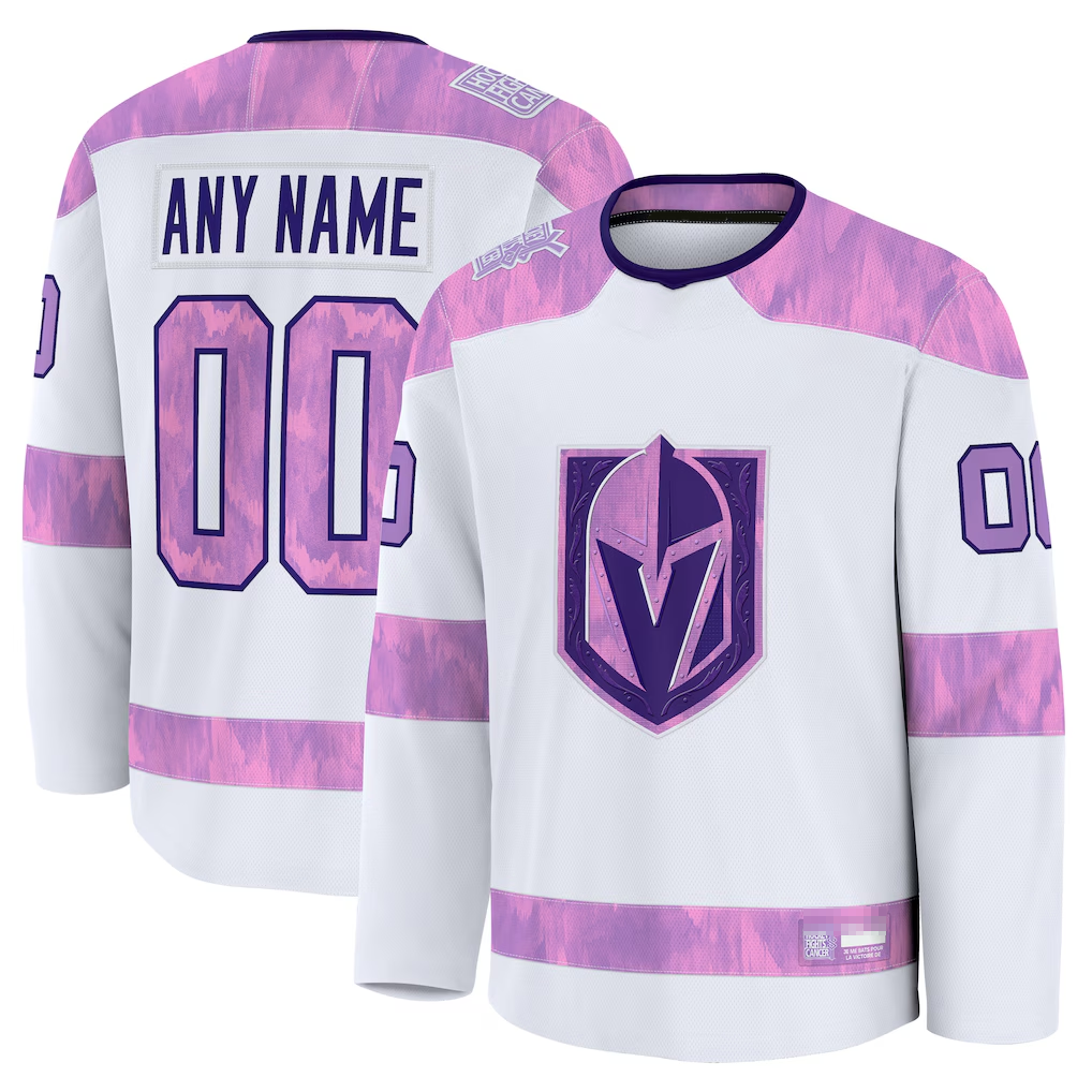 STECN Custom V.Golden Knights White 2024 Hockey Fights Cancer Practice Jerseys