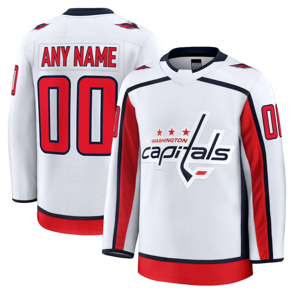 STECN Custom W.Capitals White Away Premium Jerseys