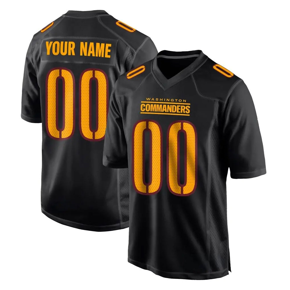 STECN Custom W.Commanders Black Carbon Fashion Home Game Any Name & Numbers Stitched Jerseys