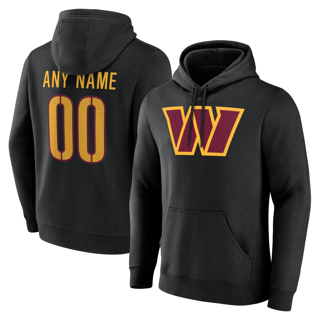 STECN Custom W.Commanders Gray LOGO Performance Pullover Hoodies Game Any Name & Numbers Stitched Jerseys