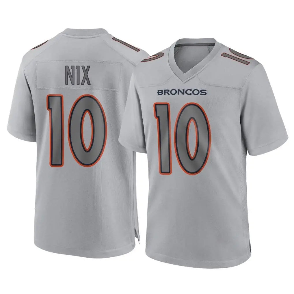 STECN D.Broncos #10 Bo Nix Player Gray Atmosphere Fashion Limited Game Stitched Jerseys