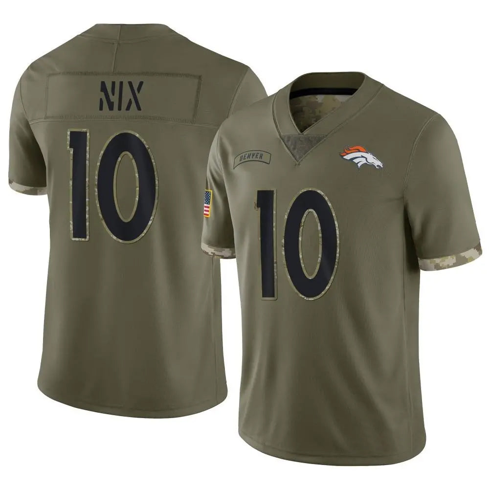 STECN D.Broncos #10 Bo Nix Player Limited Salute To Service Olive Stitched Jerseys