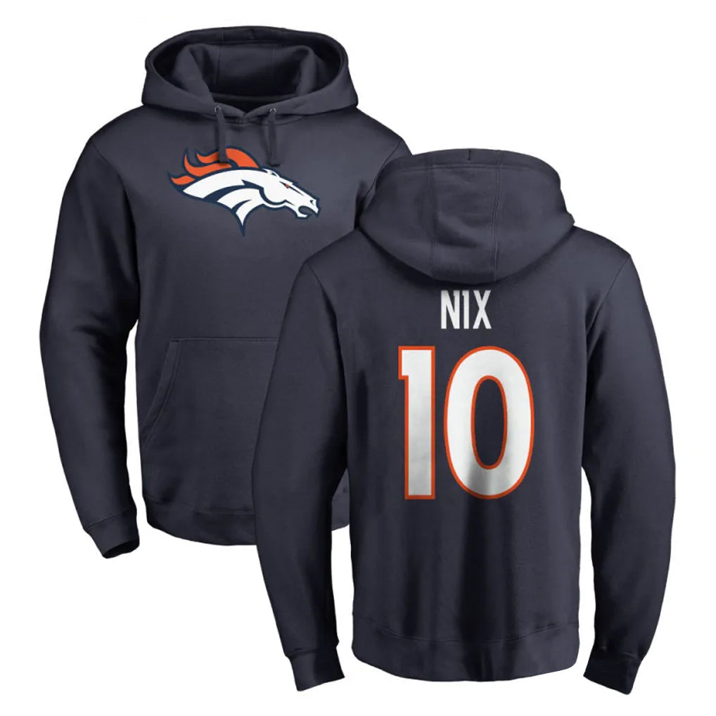 STECN D.Broncos #10 Bo Nix Player Navy Pullover Hoodie Limited Stitched Jerseys