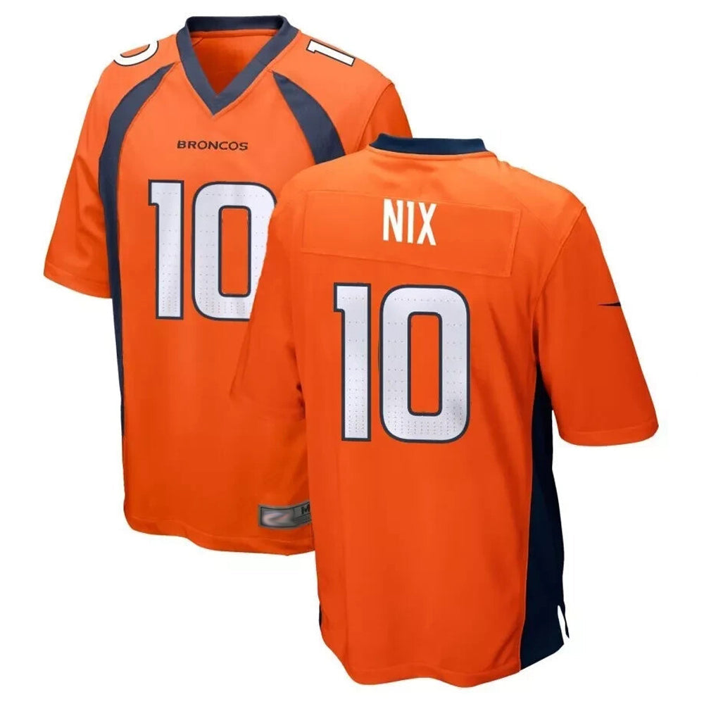STECN D.Broncos #10 Bo Nix Player Orange Game Stitched Jerseys