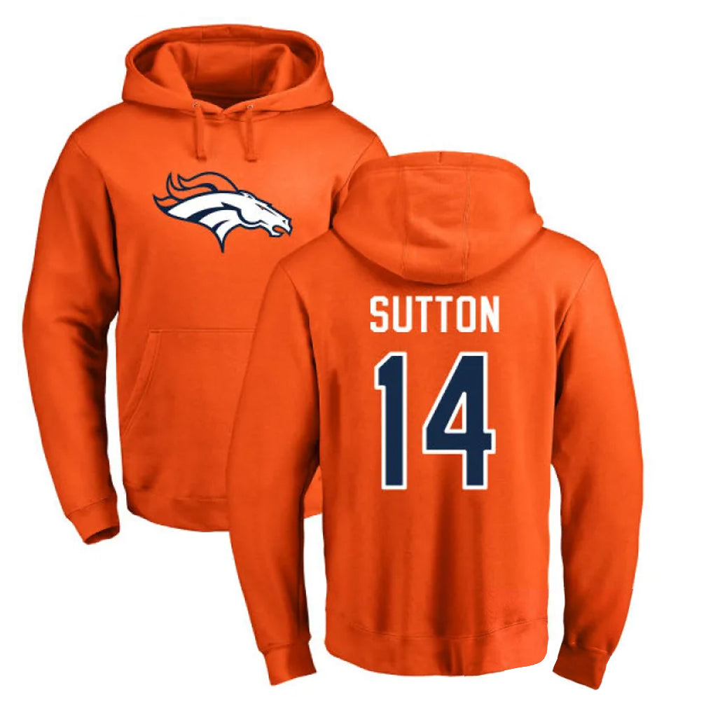 STECN D.Broncos #14 Courtland Sutton Player Orange Pullover Hoodie Limited Stitched Jerseys