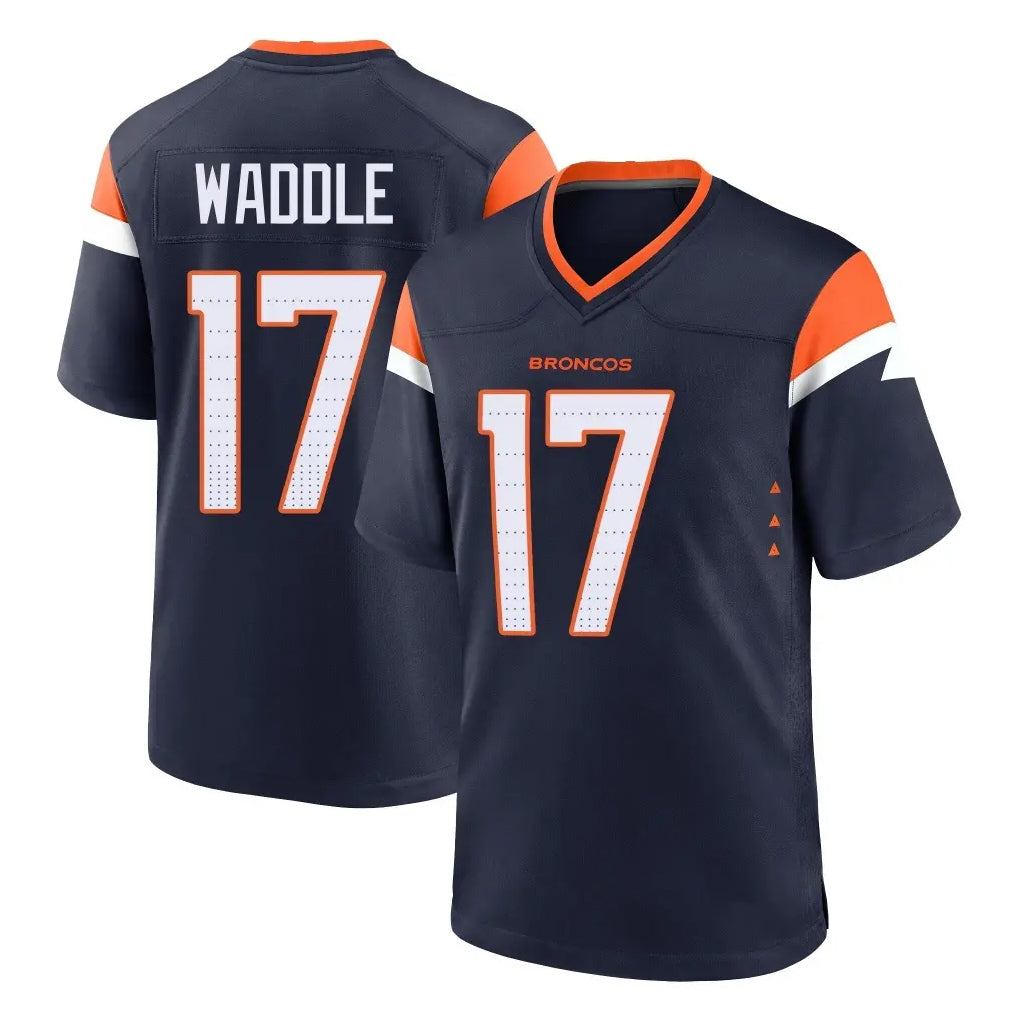 STECN D.Broncos #17 Jaylen Waddle Player Navy Home Game Stitched Jerseys