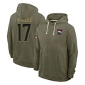 STECN D.Broncos #17 Jaylen Waddle Player Olive Salute to Service Pullover Hoodies Limited Stitched Jerseys