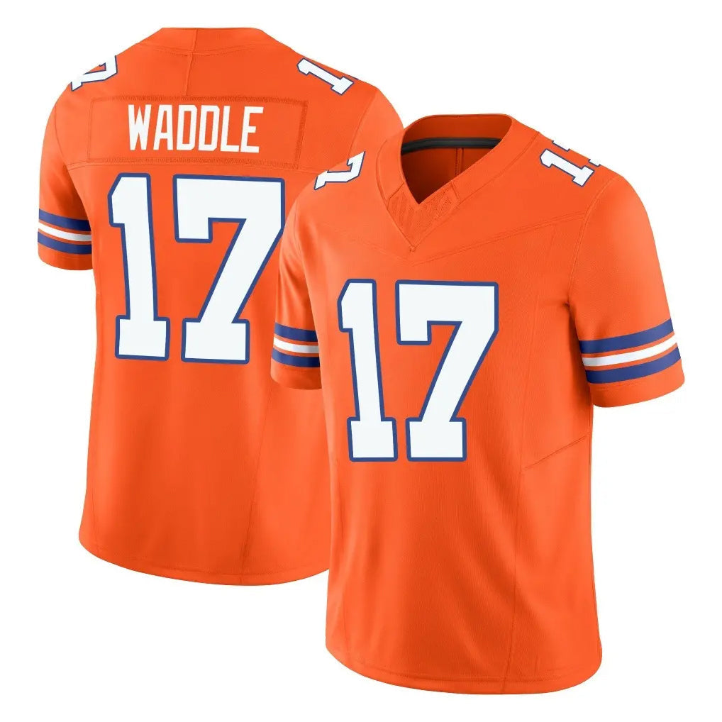 STECN D.Broncos #17 Jaylen Waddle Player Orange Limited Alternate Vapor F.U.S.E. Throwback Game Stitched Jerseys