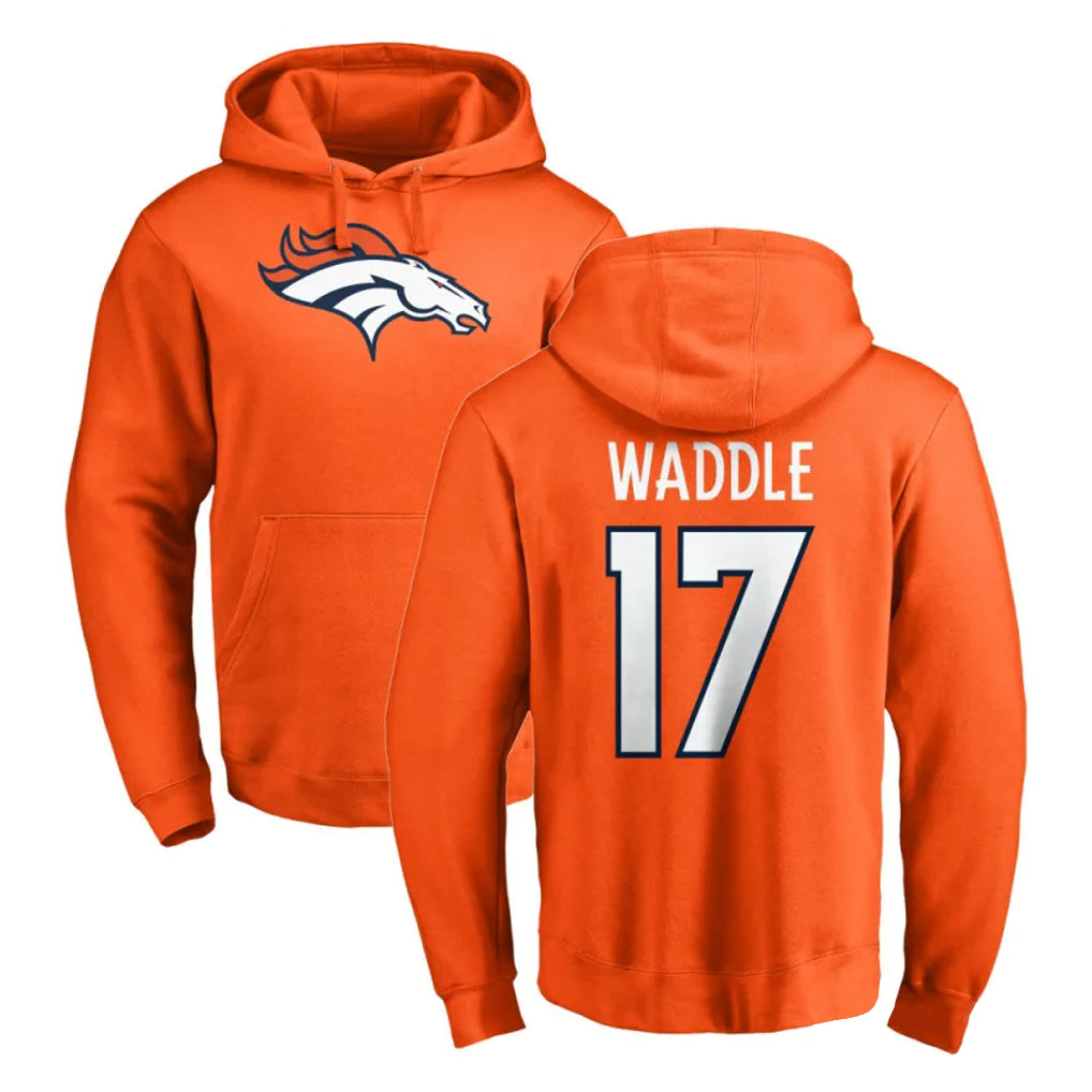 STECN D.Broncos #17 Jaylen Waddle Player Orange Pullover Hoodie Limited Stitched Jerseys