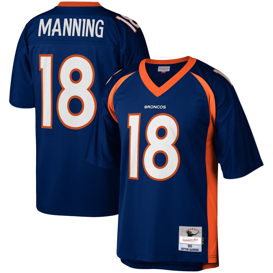 STECN D.Broncos #18 Peyton Manning Player Mitchell & Ness Navy Legacy Replica Stitched  Jerseys