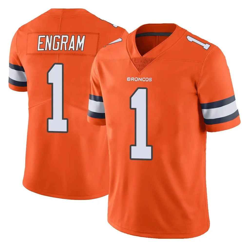 STECN D.Broncos #1 Evan Engram Player Orange Vapor Untouchable Limited Home Game Stitched Jerseys
