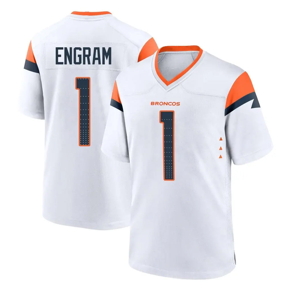 STECN D.Broncos #1 Evan Engram Player White Home Game Stitched Jerseys