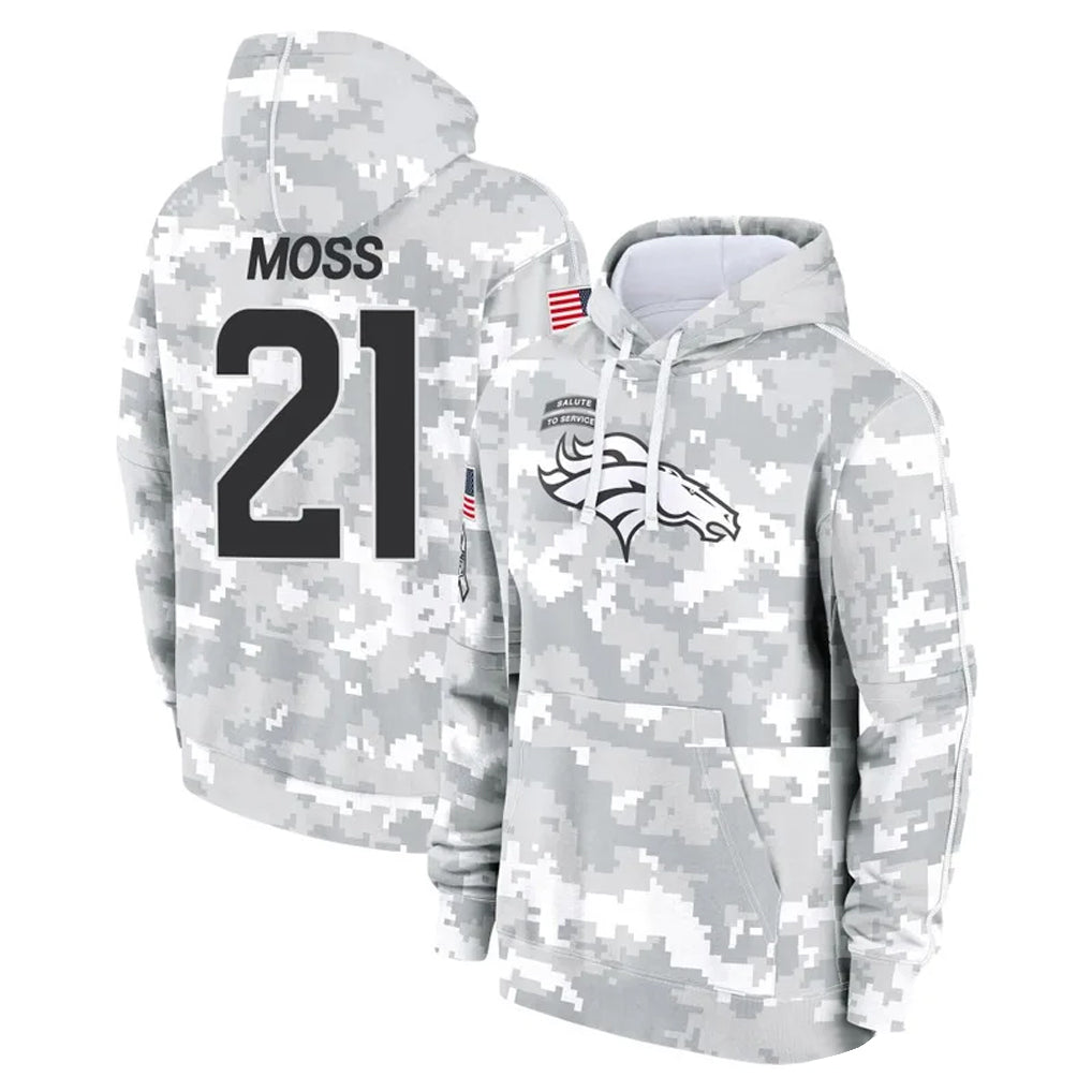 STECN D.Broncos #21 Riley Moss Player Arctic Camo Salute to Service Hoodies Limited Game Stitched Jerseys