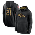 STECN D.Broncos #21 Riley Moss Player Black Salute to Service Pullover Hoodies Limited Stitched Jerseys