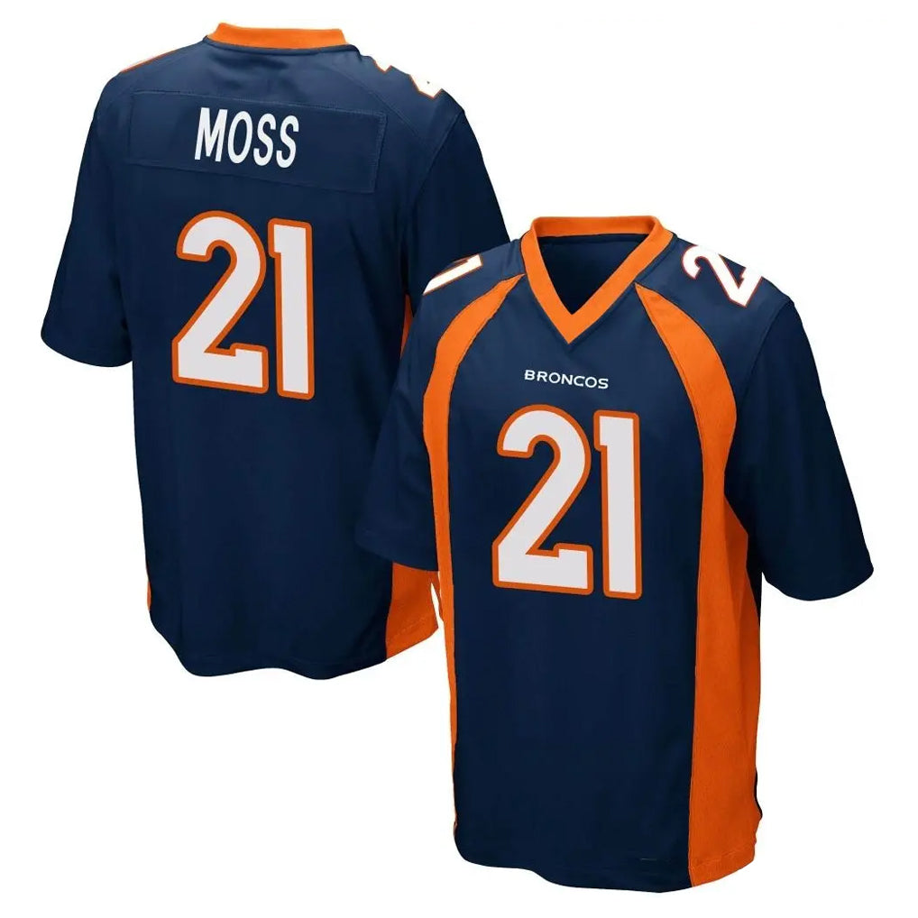 STECN D.Broncos #21 Riley Moss Player Navy Game Stitched Jerseys