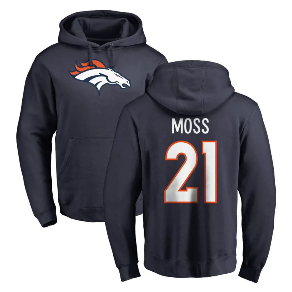 STECN D.Broncos #21 Riley Moss Player Navy Pullover Hoodie Limited Stitched Jerseys