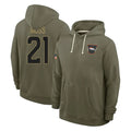 STECN D.Broncos #21 Riley Moss Player Olive Salute to Service Pullover Hoodies Limited Stitched Jerseys