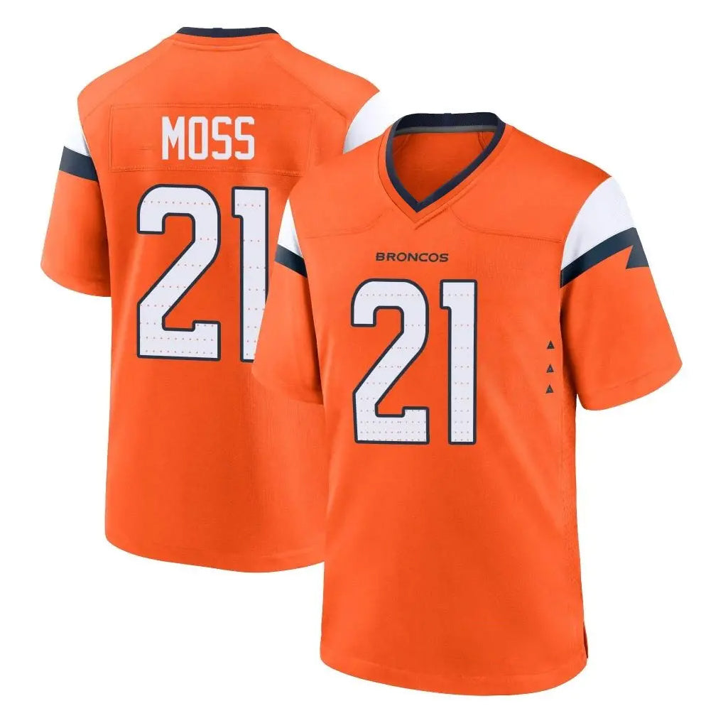 STECN D.Broncos #21 Riley Moss Player Orange Home Game Stitched Jerseys