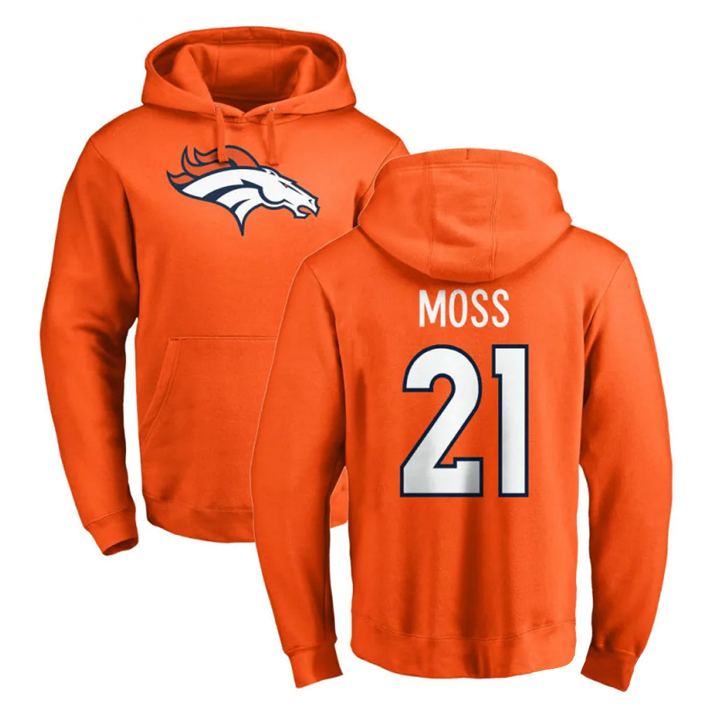 STECN D.Broncos #21 Riley Moss Player Orange Pullover Hoodie Limited Stitched Jerseys