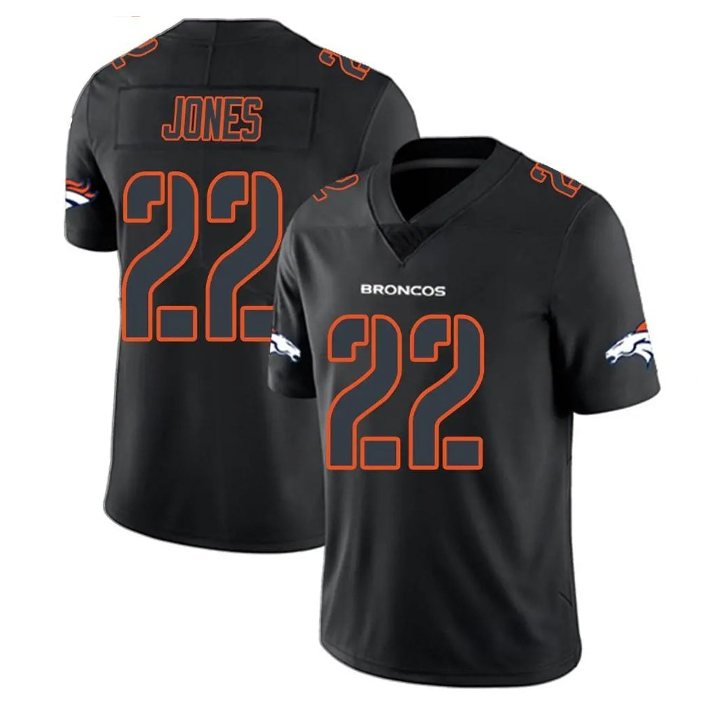 STECN D.Broncos #22 Brandon Jones Player Black Impact Limited Game Stitched Jerseys