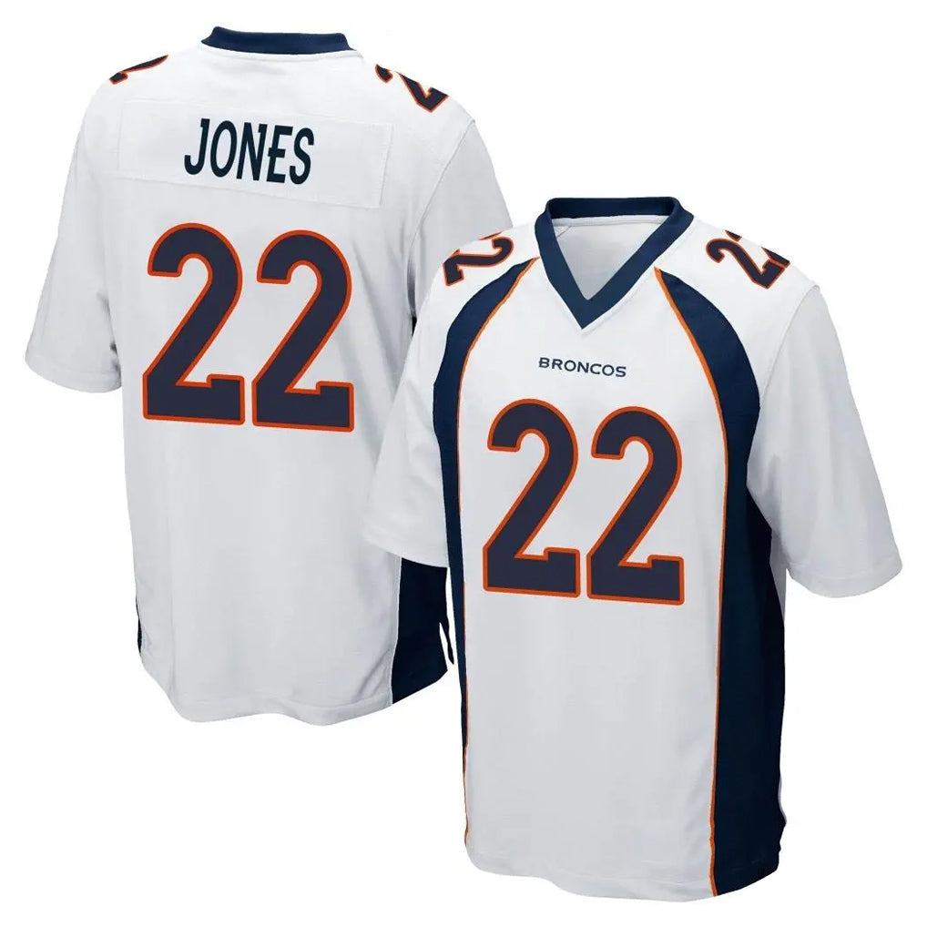 STECN D.Broncos #22 Brandon Jones Player White Game Stitched Jerseys
