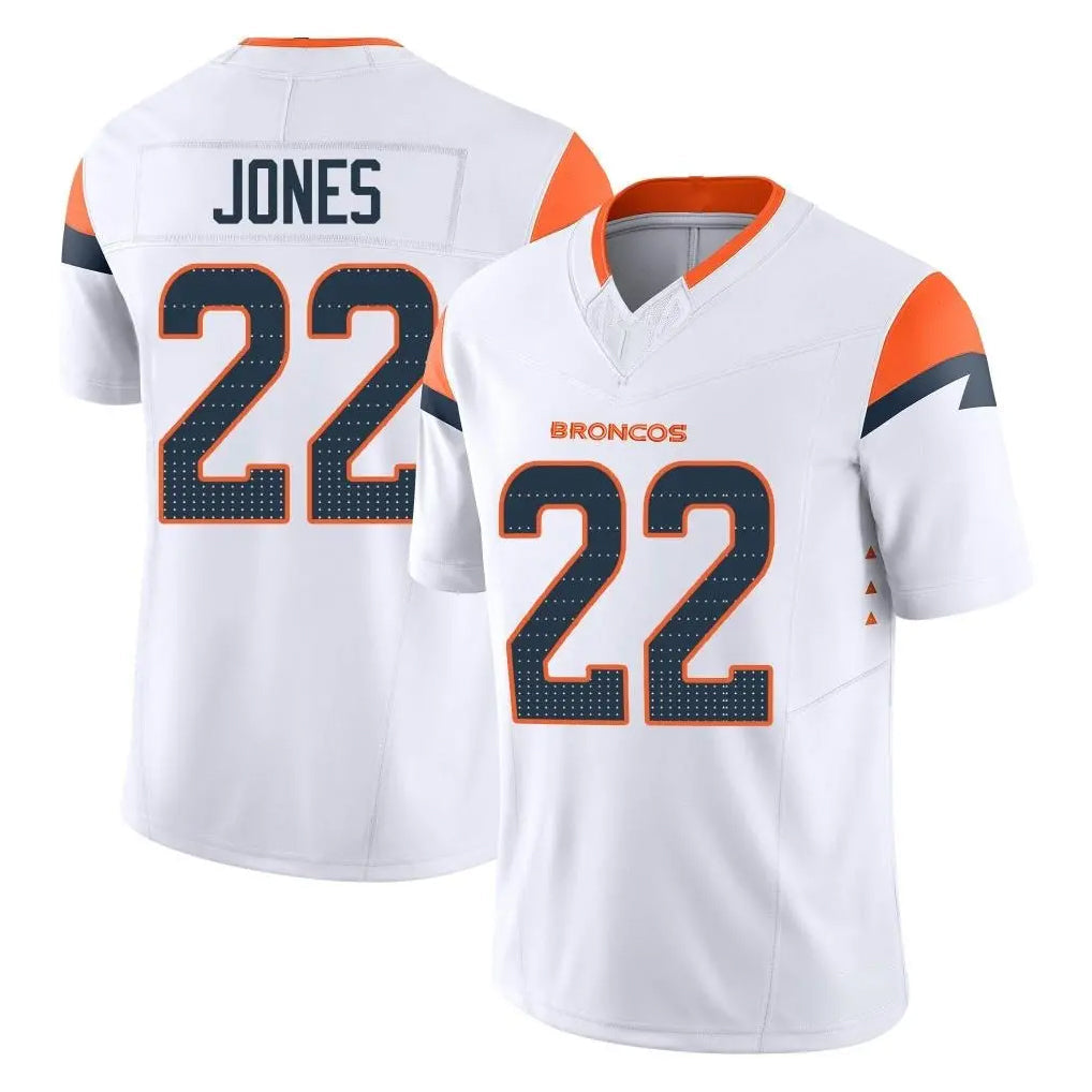STECN D.Broncos #22 Brandon Jones Player White Limited Vapor F.U.S.E. Home Game Stitched Jerseys