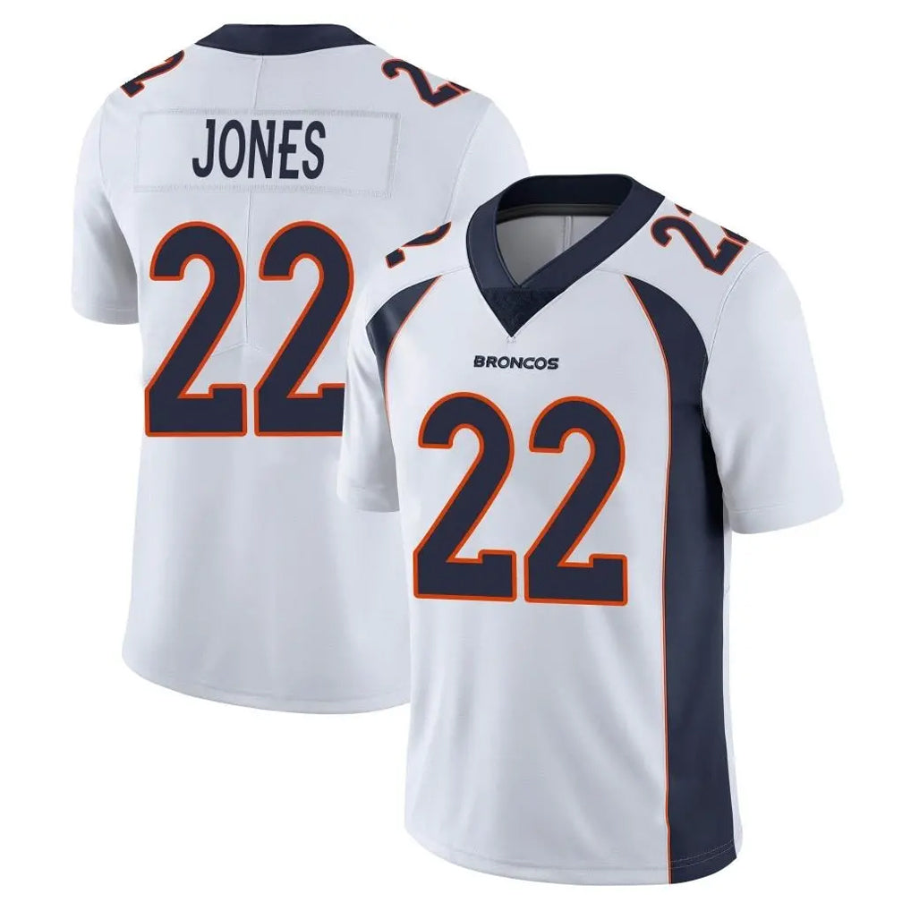 STECN D.Broncos #22 Brandon Jones Player White Vapor Untouchable Limited Home Game Stitched Jerseys