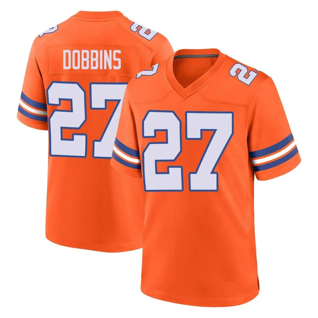 STECN D.Broncos #27 J.K. Dobbins Player Orange Alternate Collection Throwback Game Stitched Jerseys