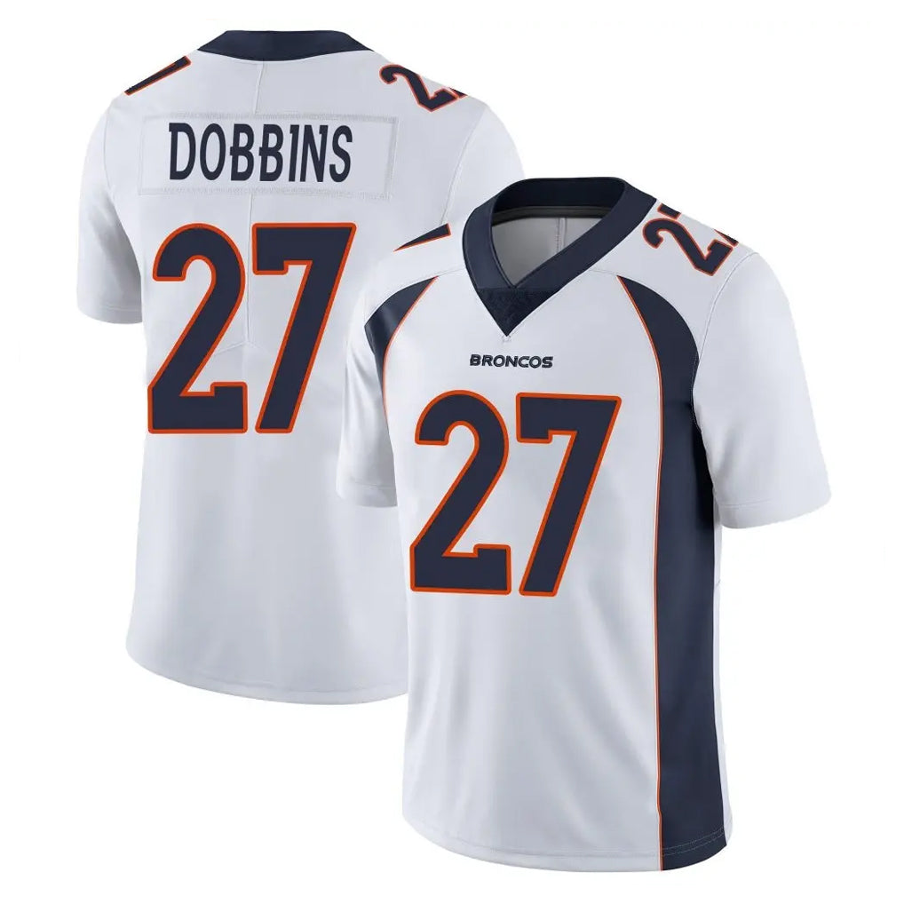 STECN D.Broncos #27 J.K. Dobbins Player White Vapor Untouchable Limited Home Game Stitched Jerseys