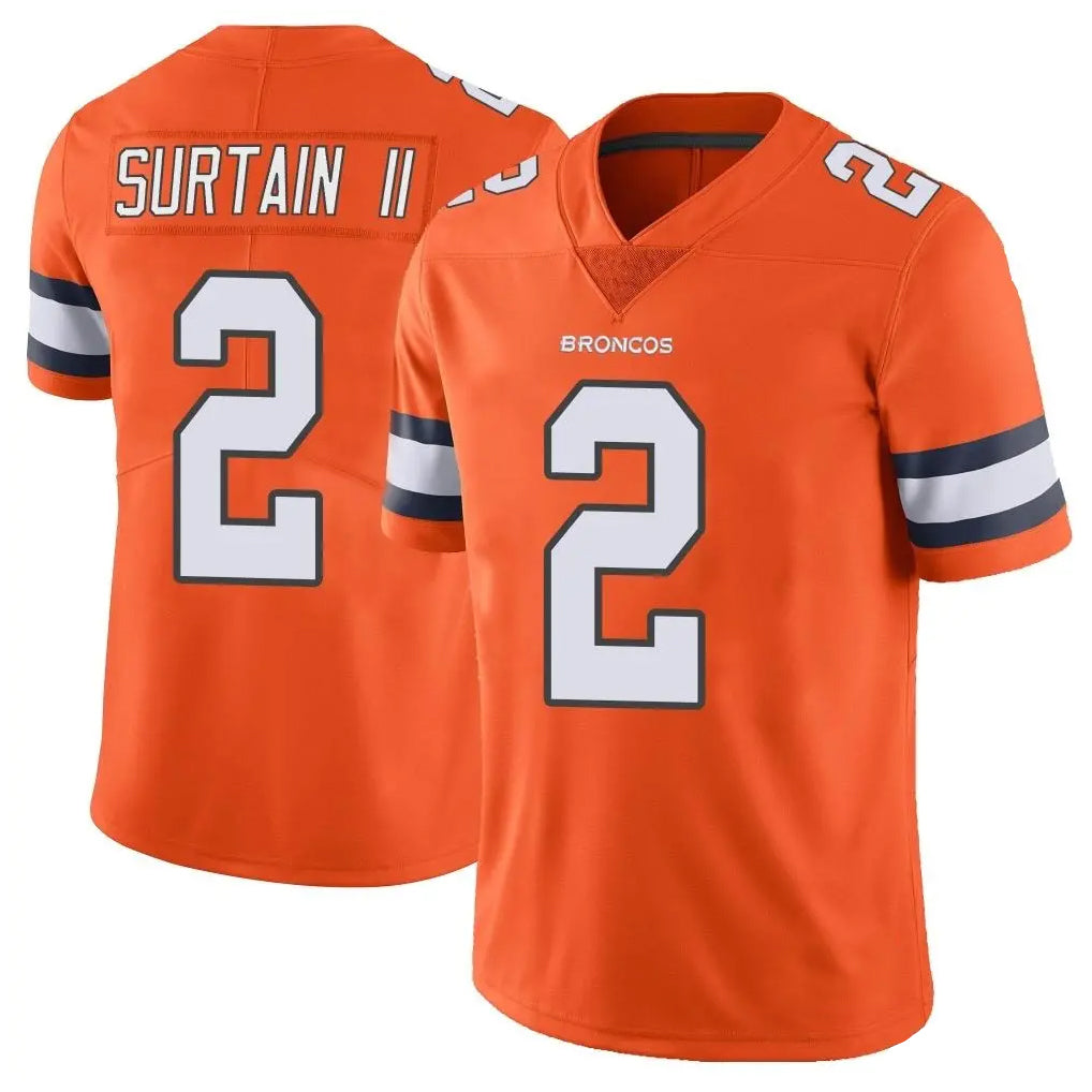 STECN D.Broncos #2 Pat Surtain II Player Orange Vapor Untouchable Limited Home Game Stitched Jerseys
