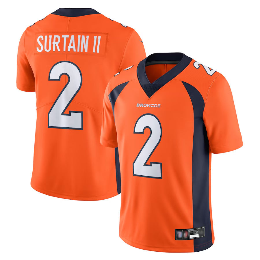 STECN D.Broncos #2 Patrick Surtain II Player Orange Vapor Untouchable Limited Stitched Jerseys
